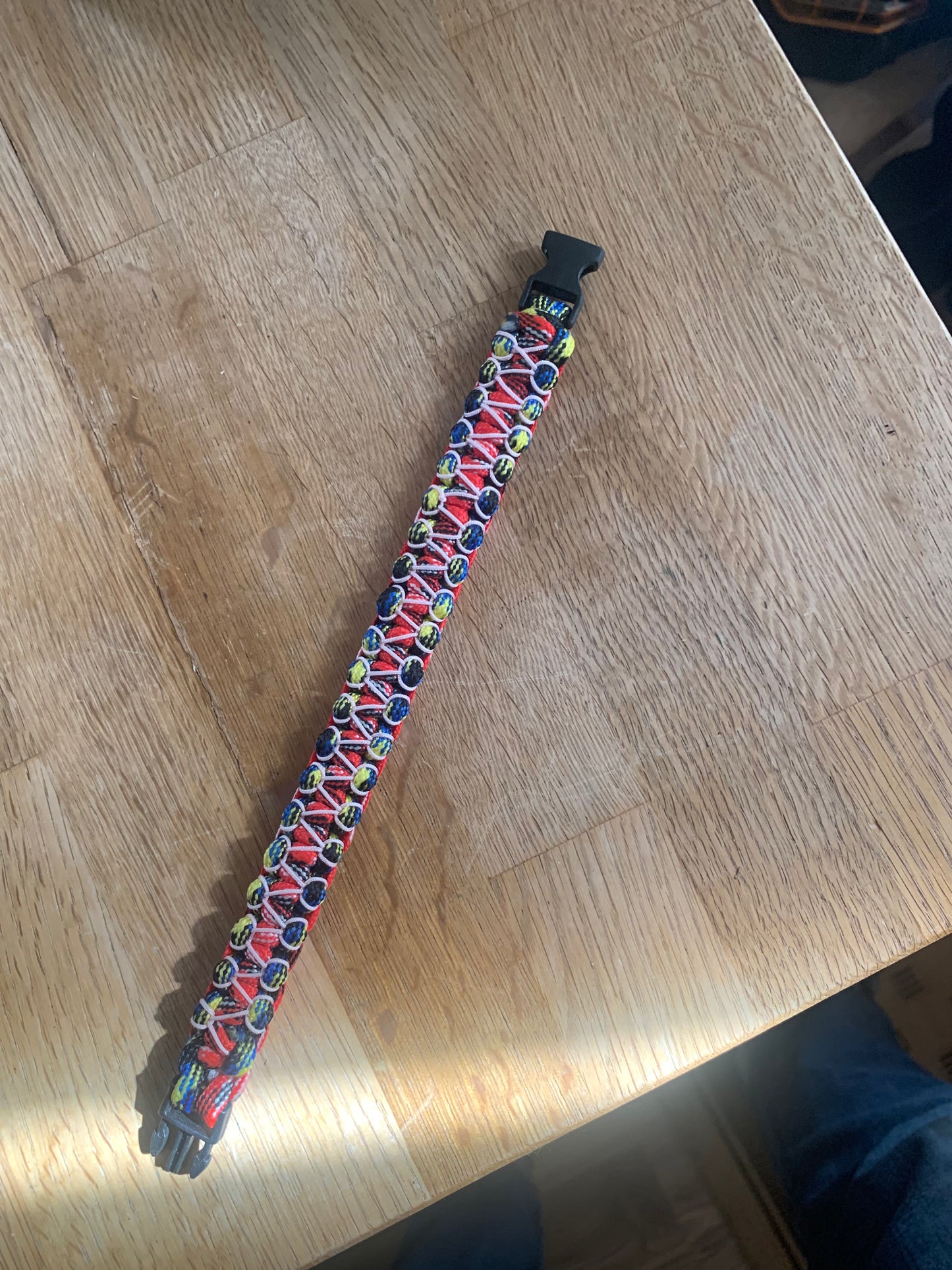 Paracord Bracelets Red and Stiched Colors 8"