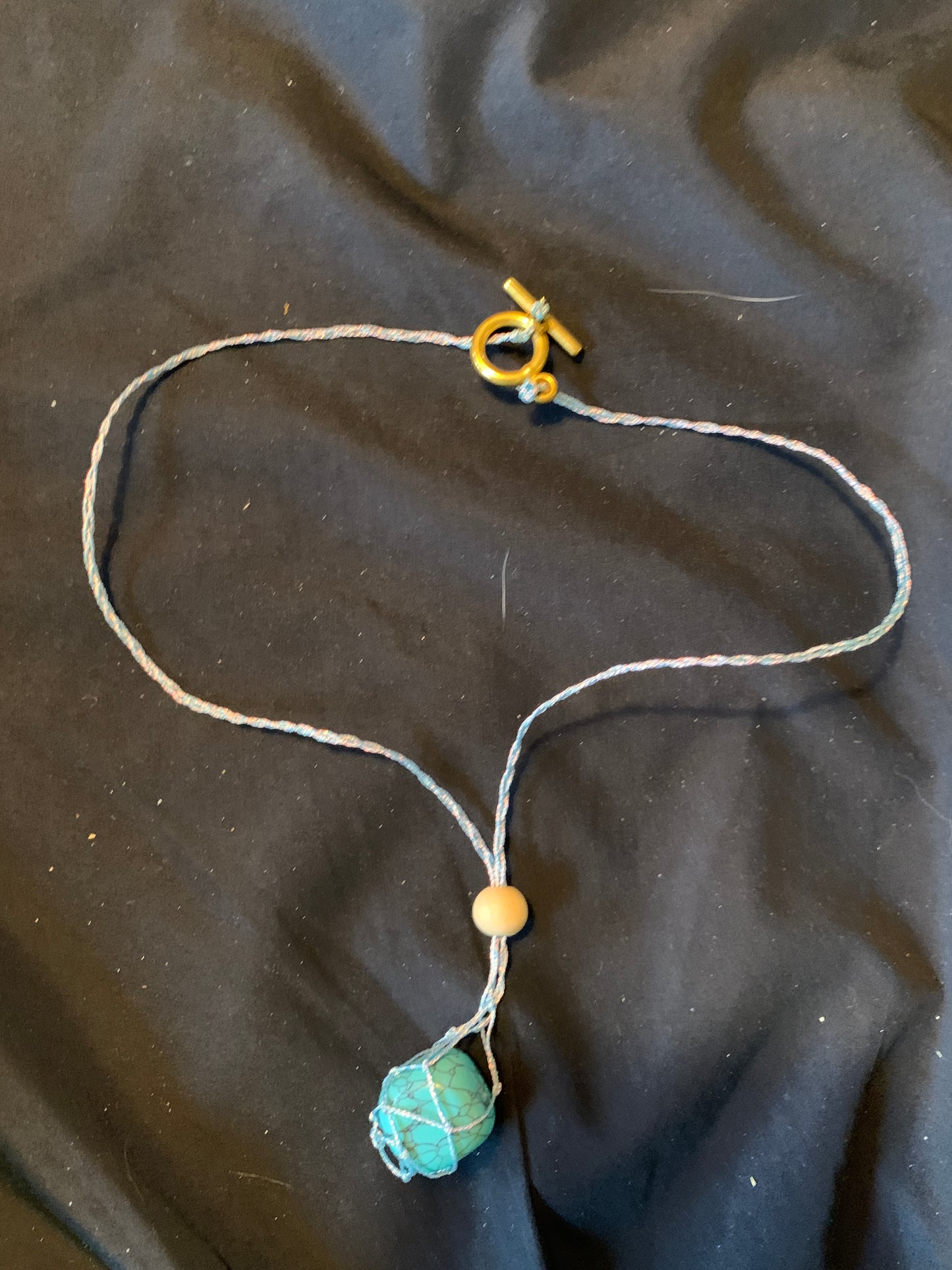 Neckles Glimmer Band With Turqosie Stone Semi Precisios Stone 20"