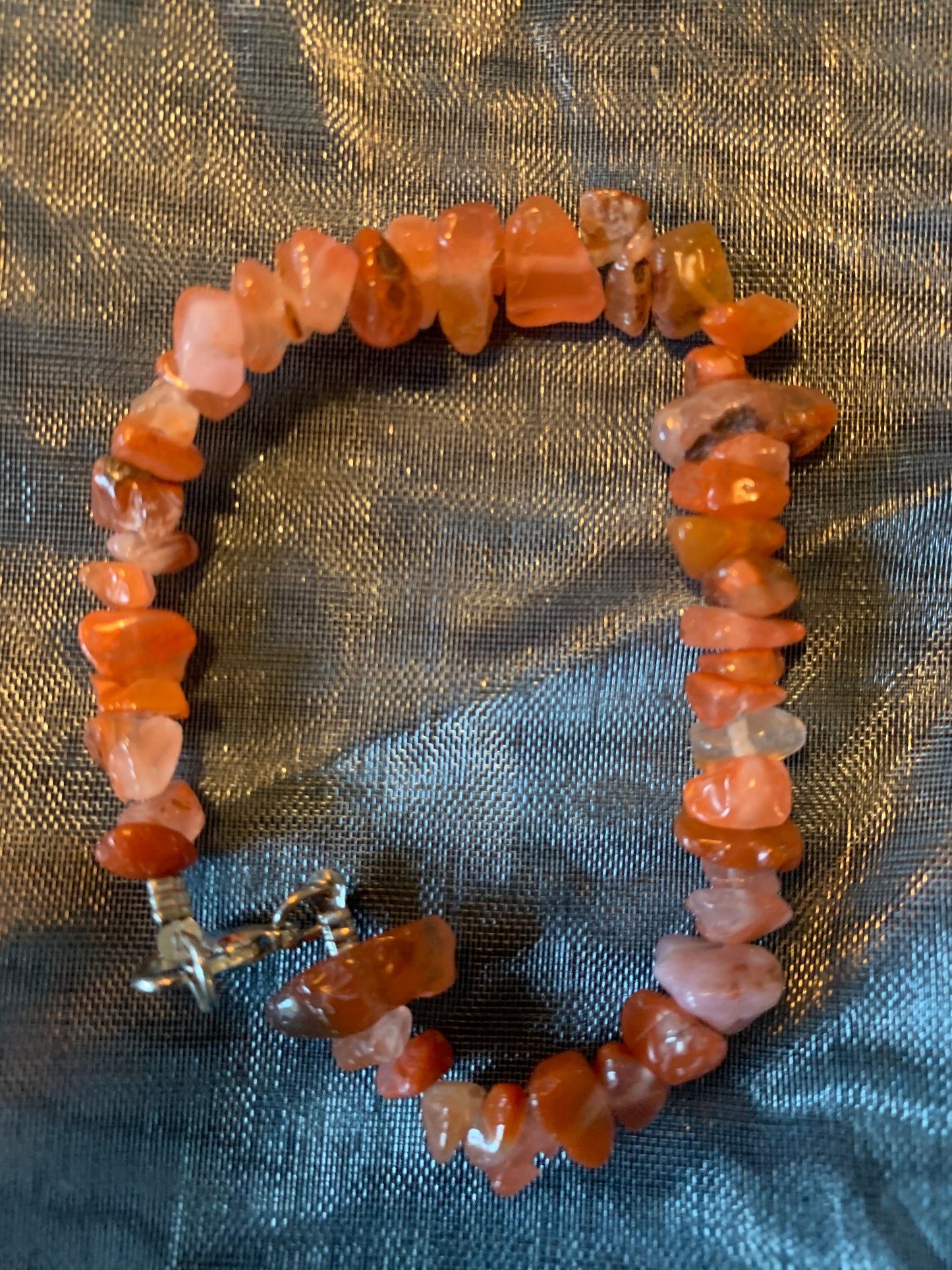 Bracelet Rose Quartz Flakes Semi Precious Stones Streches 5,5"