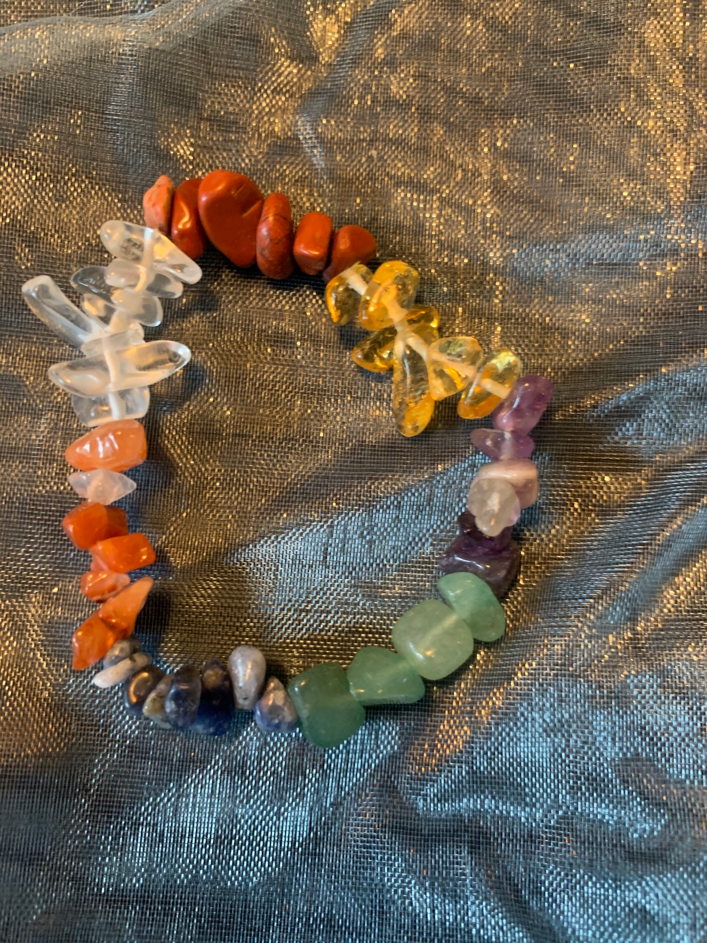 Bracelet Few Colors Semi Precious Stones Streches 6"