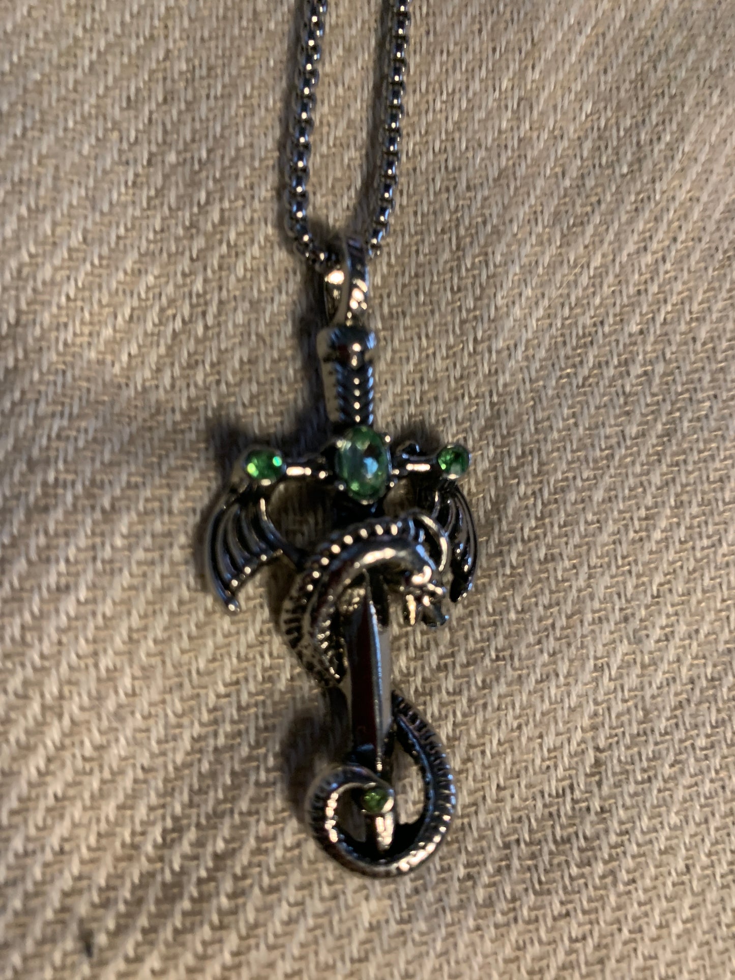 Necklace Dragon Necklace Cross Sword 23"