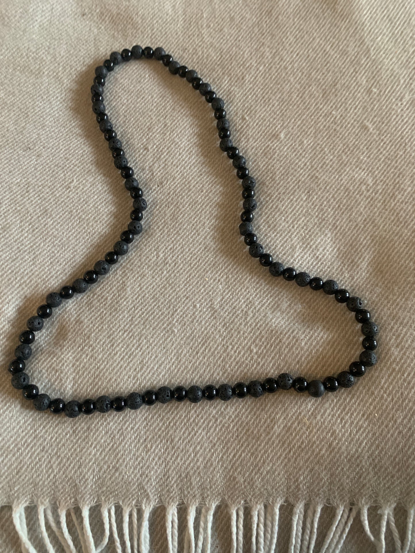 Neckles Black Lava and Black Onyx Beads Semi Precius Stones 28" and 30"