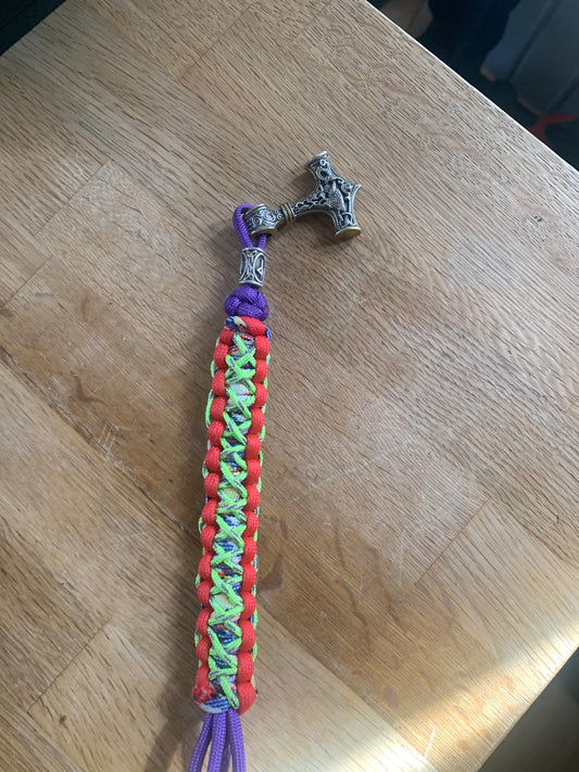 Paracord Bracelet Red and Colors Thorshammer 8"