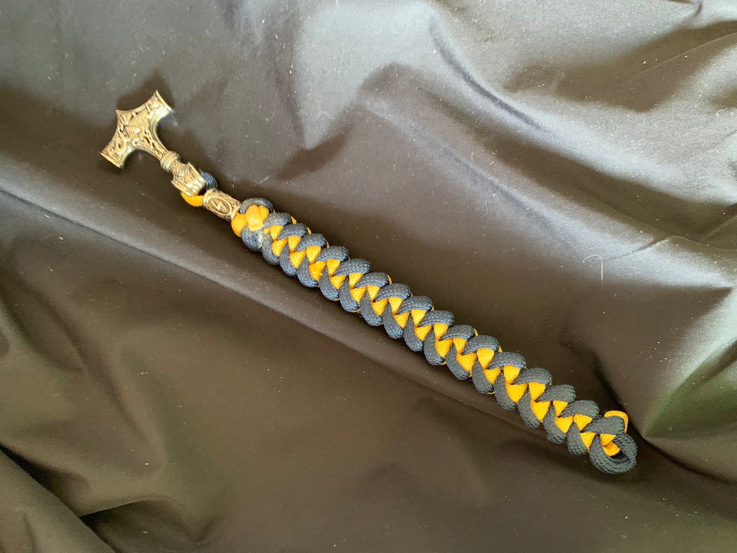 Paracord Bracelet Yellow/Green SJ Weave ThorsHammer Viking Rune 7,5"