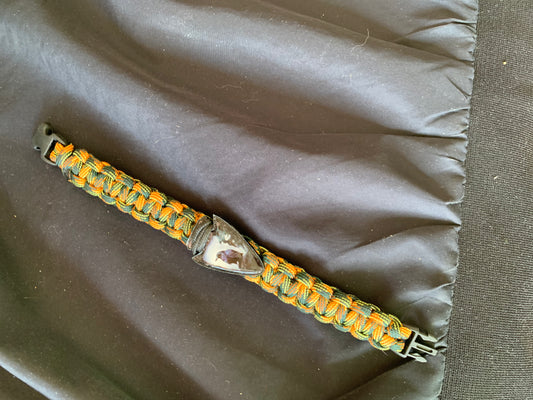 Paracord Bracelet Orange Army Cobra Weave Raven Spearhead Black Plastic Buckle 7,5"