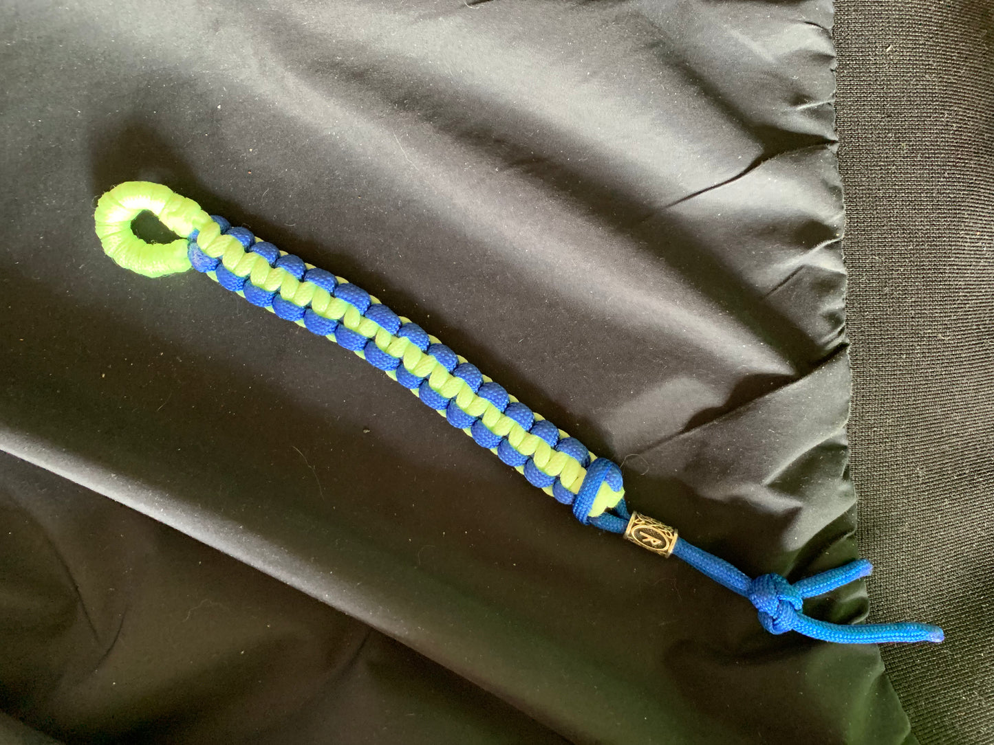 Paracord Bracelet Blue/Neon with Rune Adjustable min 7"