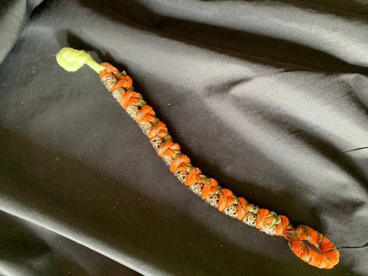 Paracord Bracelet Orange/Light Green with Iron Rings 8"