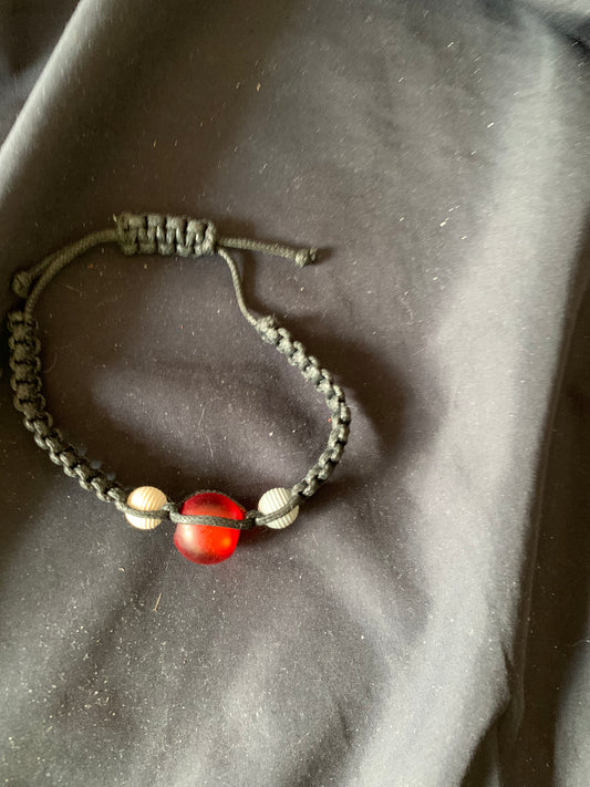 Paracord Bracelet Black Cobra Weave with Plastic Beads Adjustable min 8"