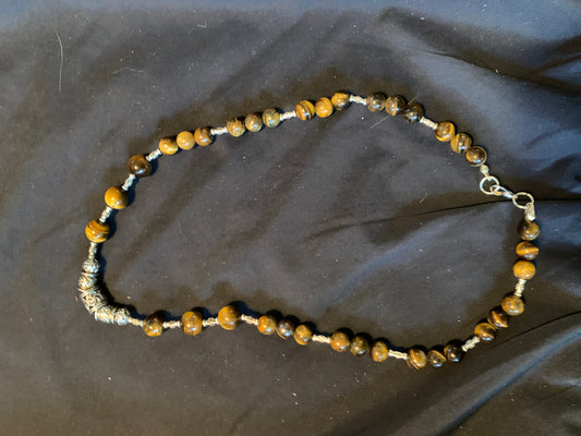 Neckles Turkish Eye and Iron Cosmatic Semi Precisios Stone 18"