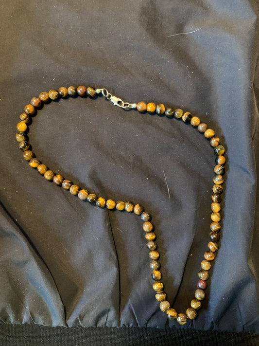 Neckles Tiger Eye Semi Precius Stone 22"