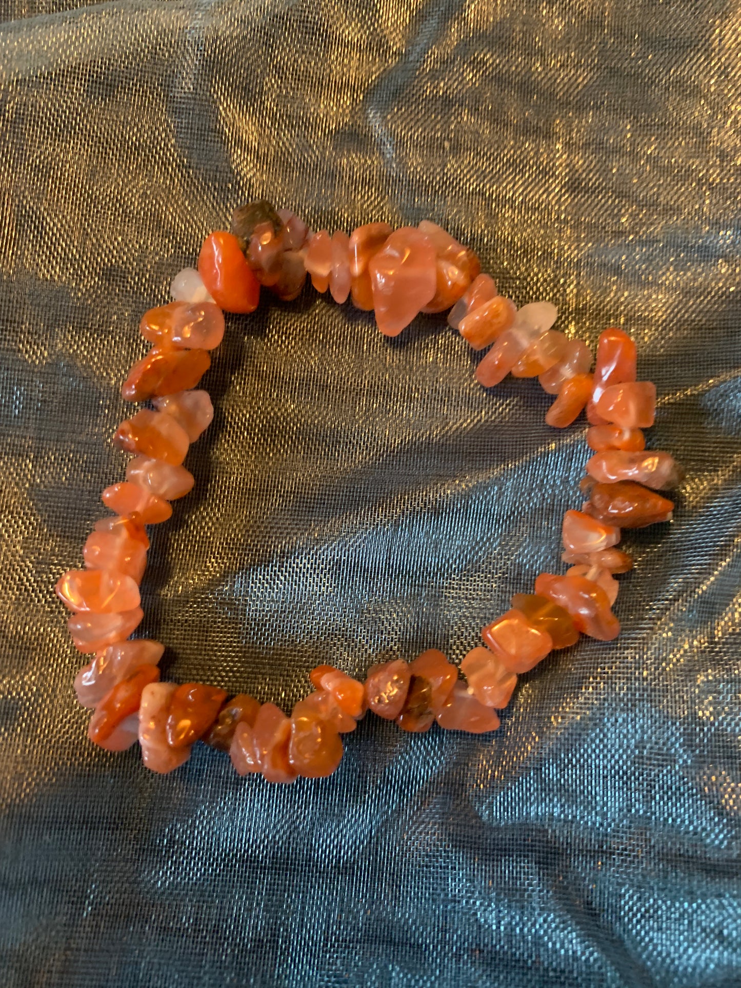 Bracelet Rose Quartz Flakes Semi Precious Stones Streches 5,5"