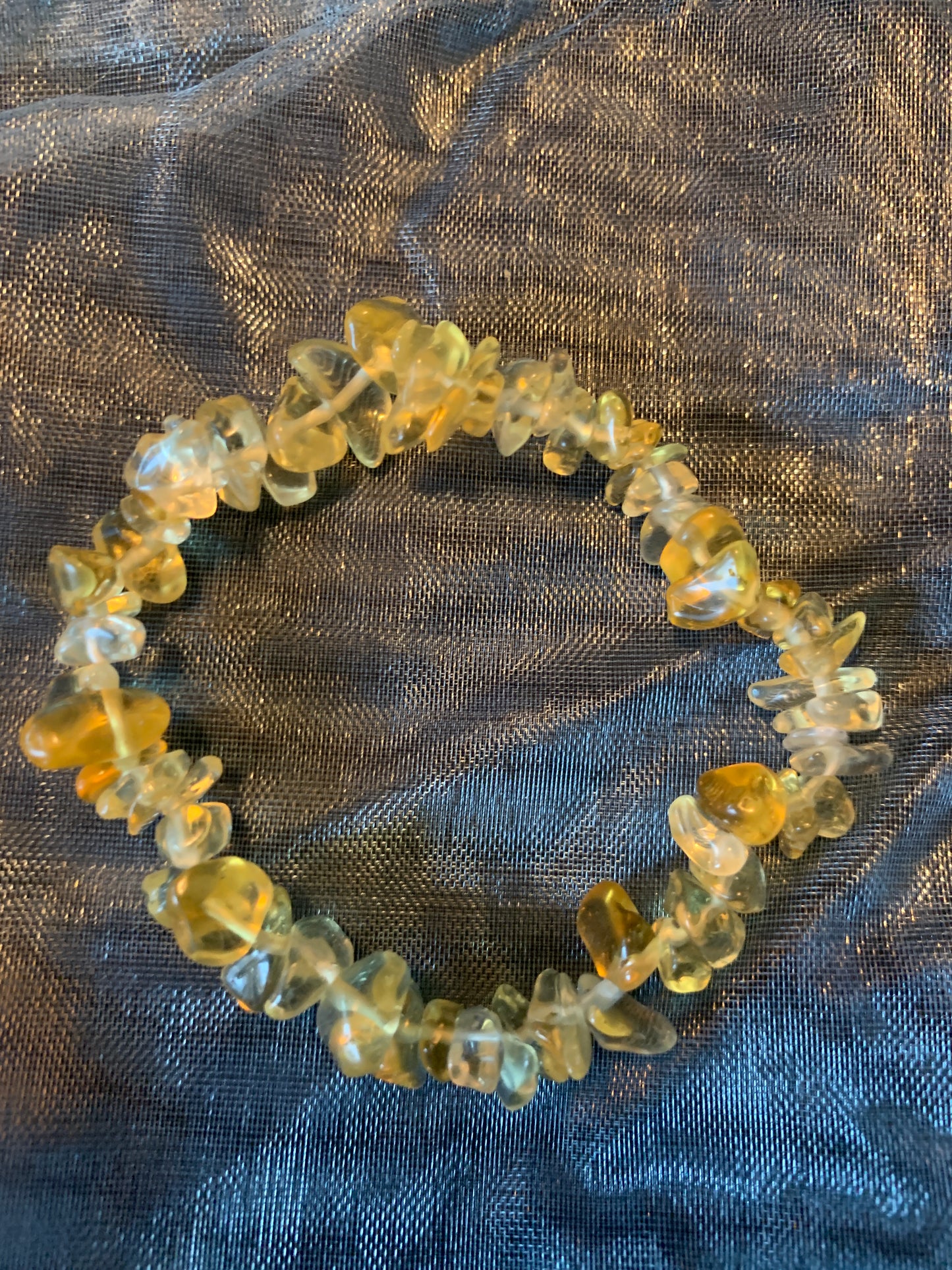 Bracelet Citrine Semi Precious Stones Streches 5"