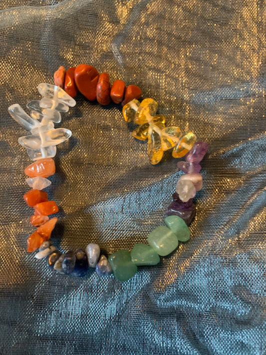 Bracelet Few Colors Semi Precious Stones Streches 6"