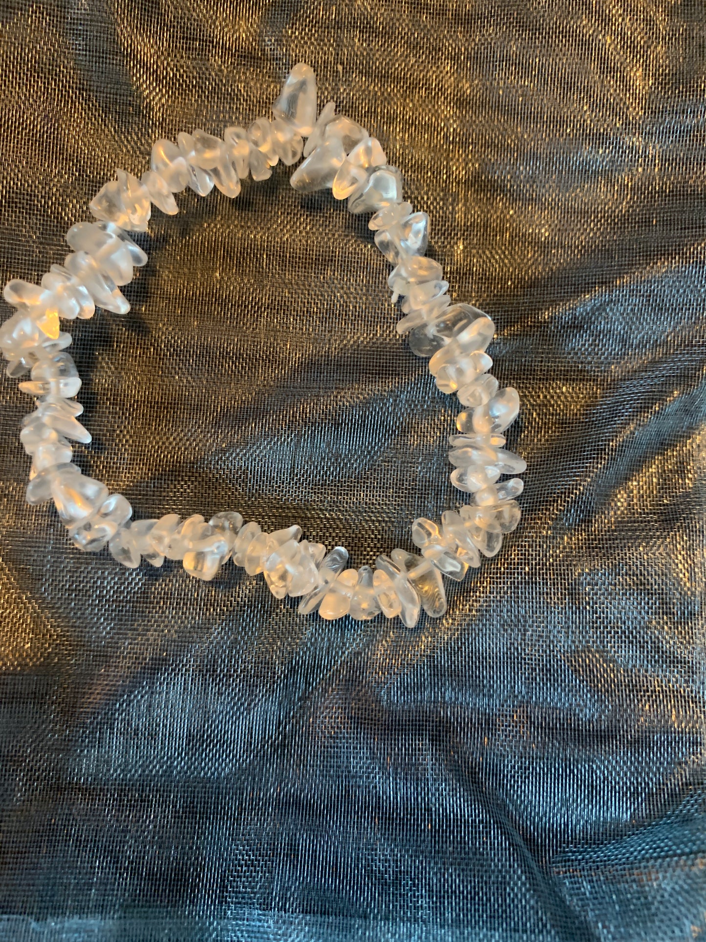 Bracelet Clear Quarts Semi Precious Stones Streches 6" and 6,5"