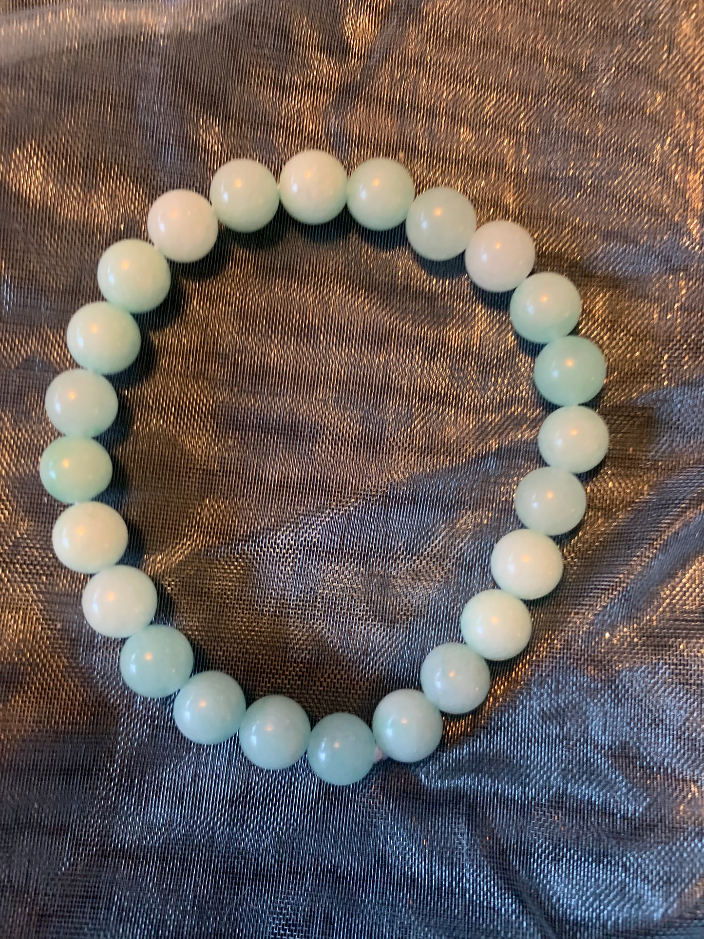 Bracelet Green Chalcadony Semi Precious Stones Streches 6,8"