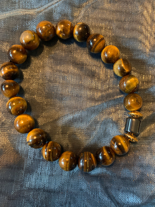 Bracelet Tiger Eye Semi Precious Stones Streches 7,5"