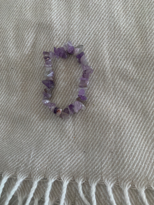 Bracelet Amethyst Semi Precious Stones Streches 5,5"