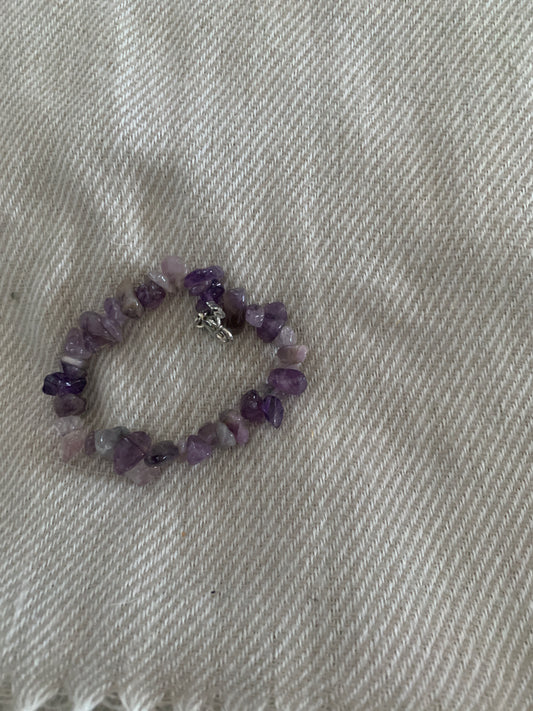 Bracelet Amethyst Semi Precious Stones Streches 5,5"