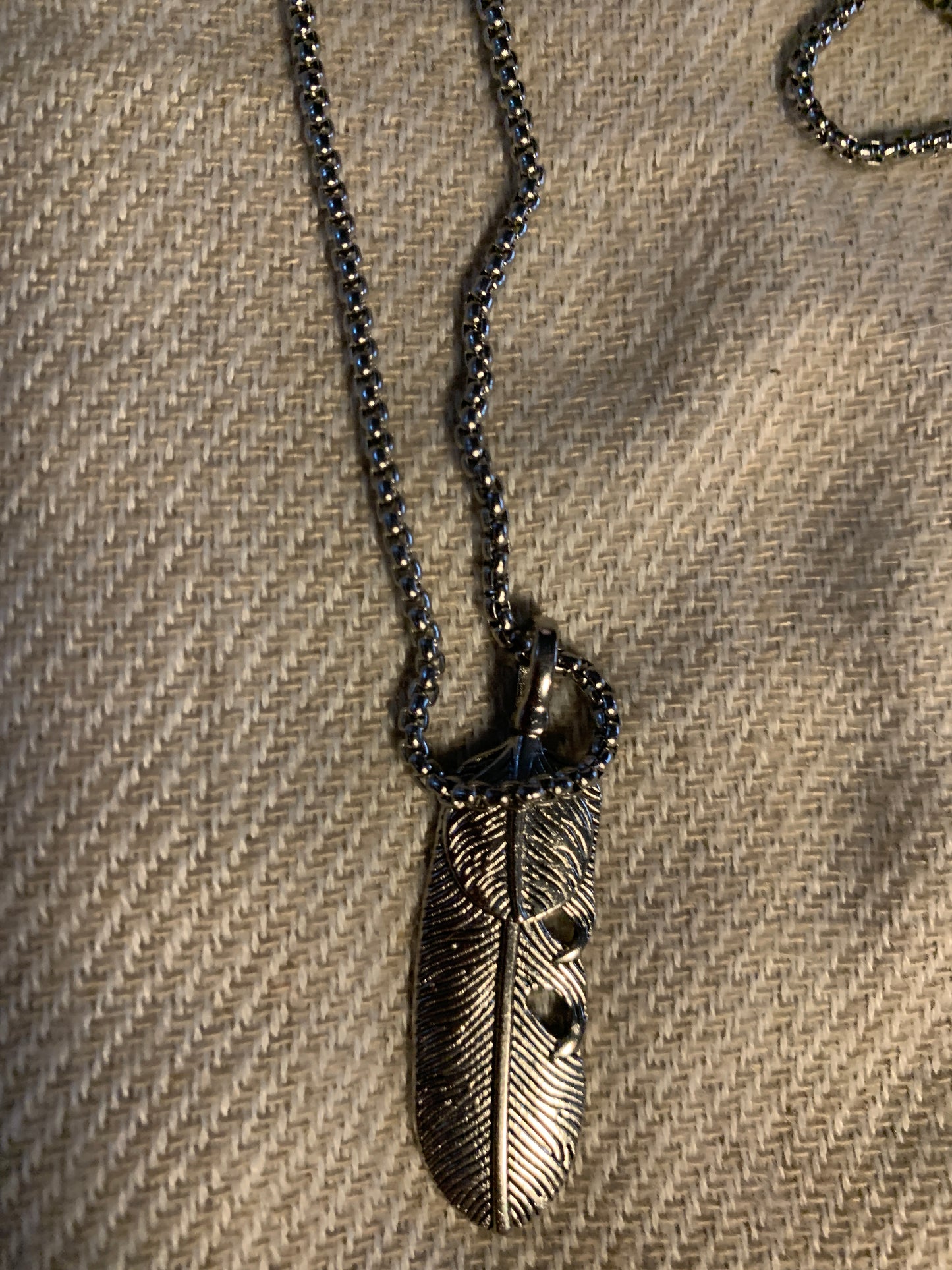 Necklace Viking Freedom Iron Feather Chain 22"