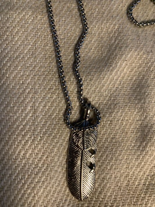 Necklace Viking Freedom Iron Feather Chain 22"