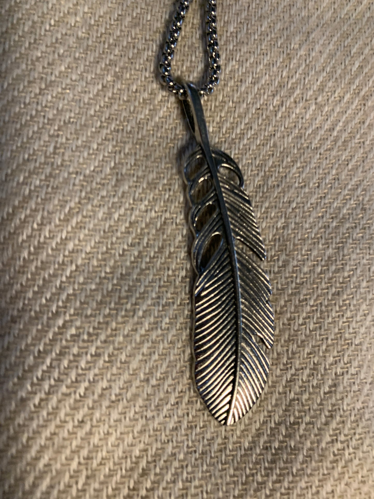 Necklace Viking Freedom Iron Feather Chain 22"