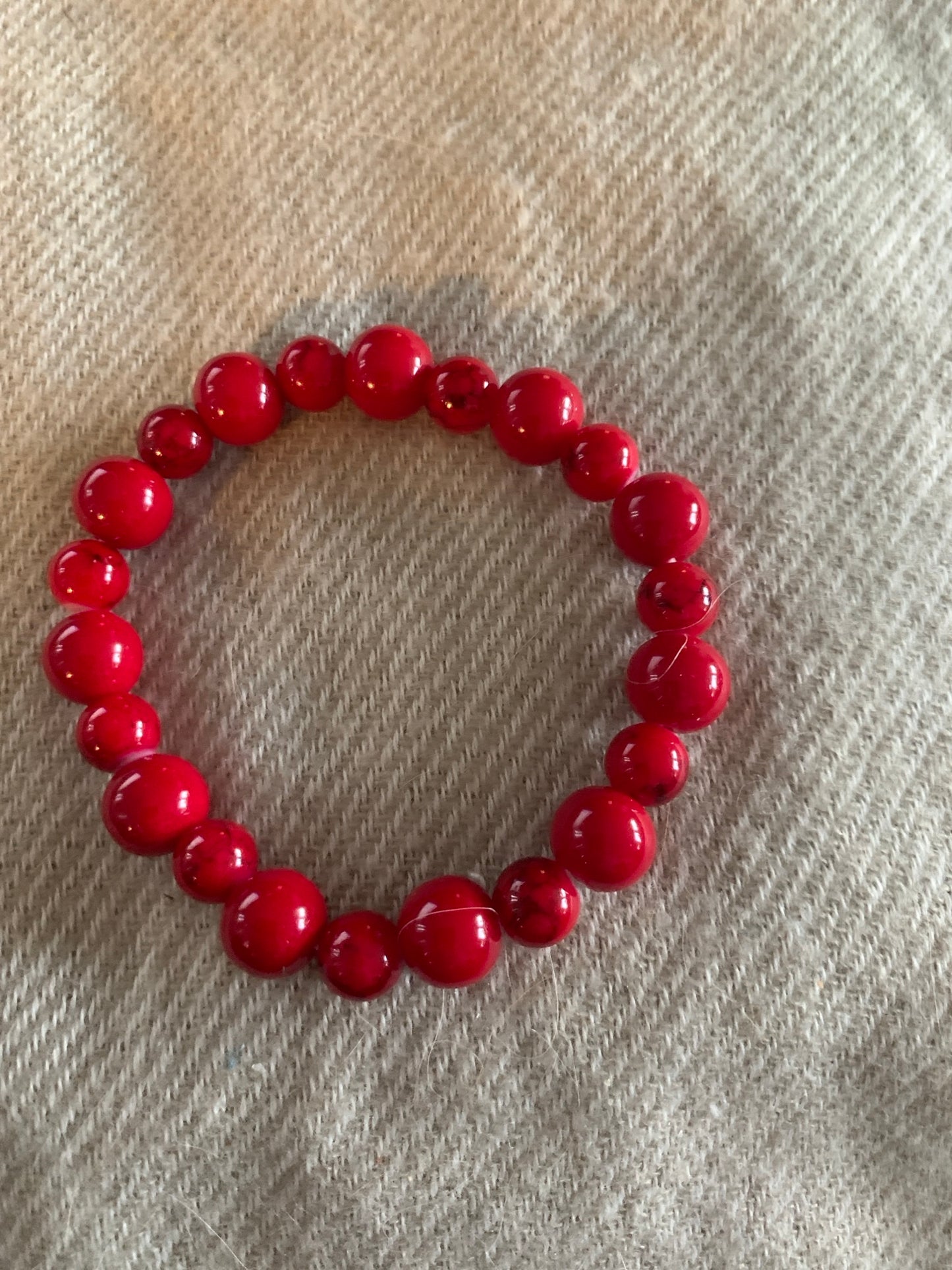 Bracelet Red Choral Mixed Beads 8mm/10mm 6,5 and 7,5