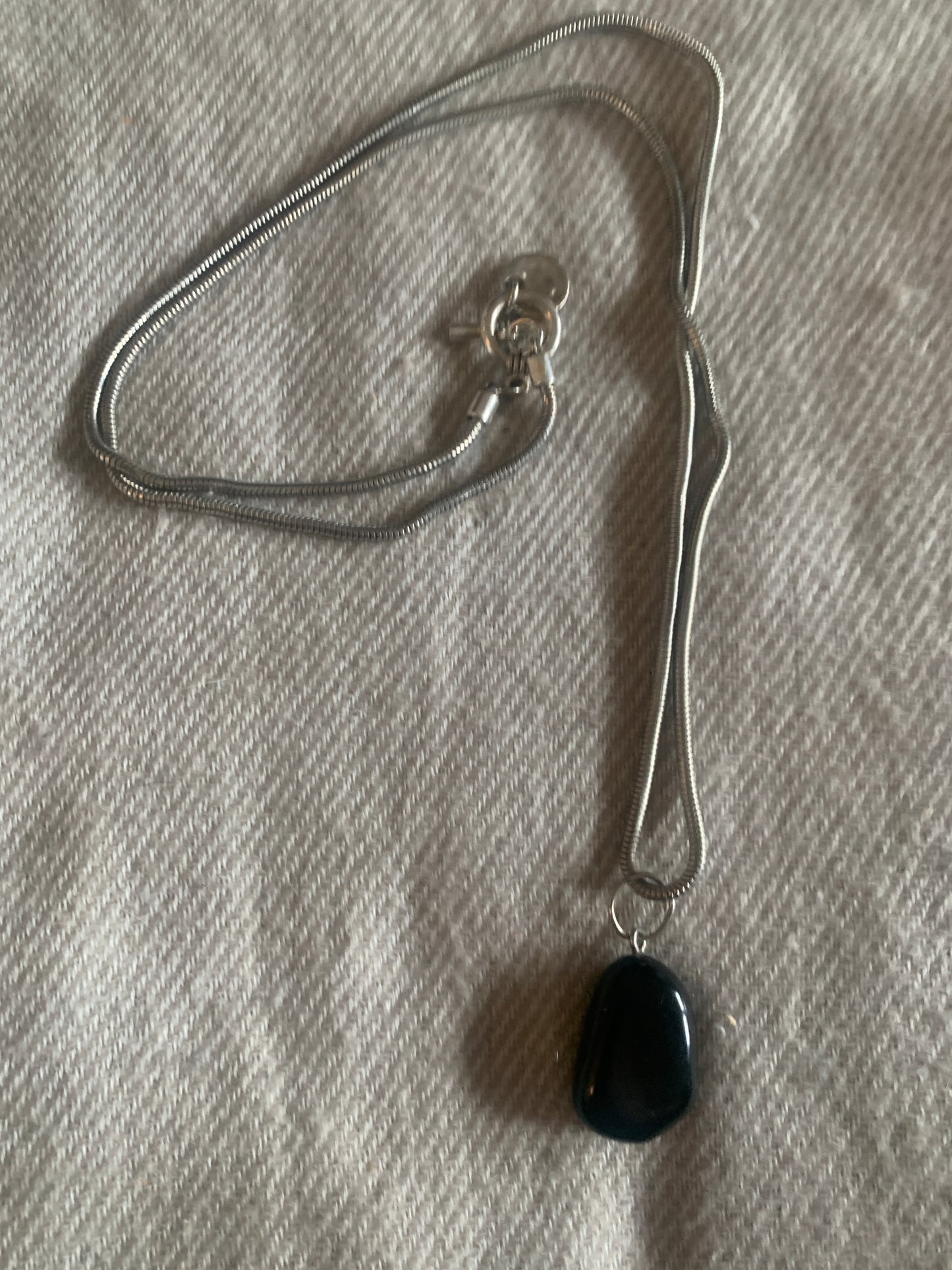 Necklace Black Onyx Semi Precius Stone Chain 30"