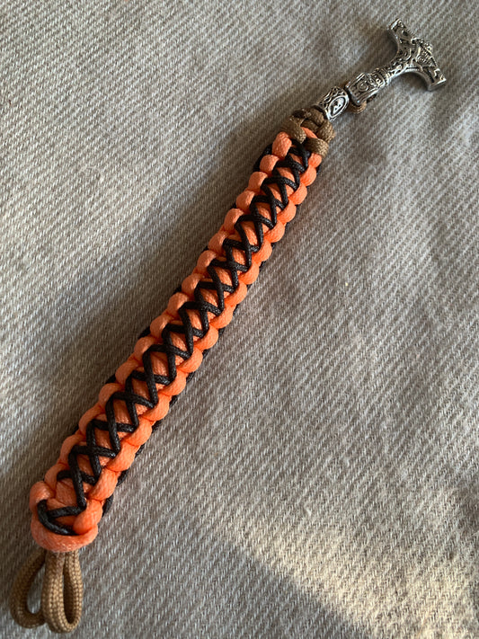 Paracord Bracelet Orange and Black stiches Torshamar 8"