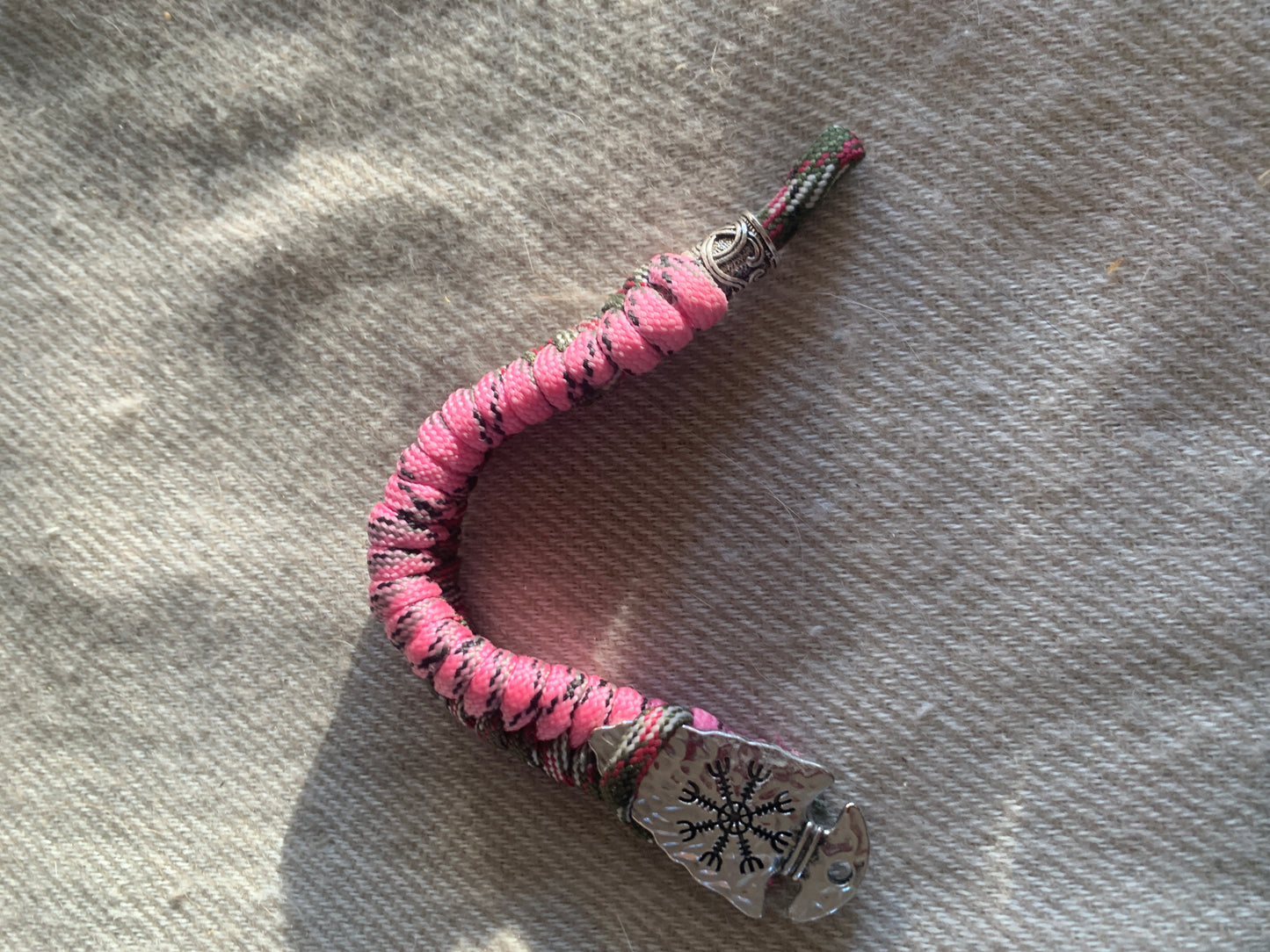 Paracord Bracelets Army and Pink with Viking SpearHead 6"