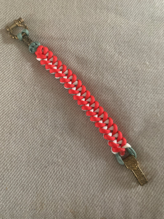 Paracord Bracelets Red/Orange HorseShou Viking Rune 8"